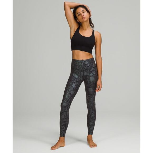 Lululemon Wunder Train Tight 25” Foil Size 8 Logo Flourish Black Iridescent Foil - Picture 1 of 15